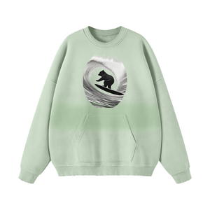 Light Green Teddy Rip Streetwear Unisex Colored Gradient Washed Effect Pullover - unisex sweaters at TFC&H Co.