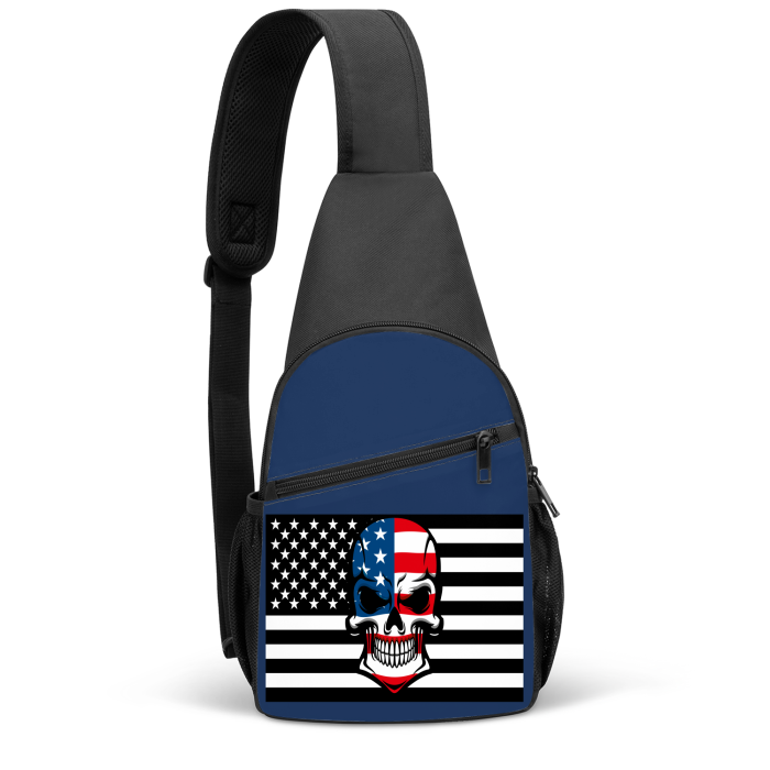BLUE PANSY ONE SIZE - Skull Flag Chest Bag - mens chest bag at TFC&H Co.