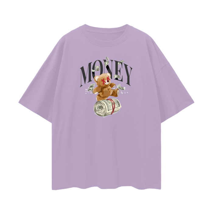GRAY VIOLET - Money Streetwear Unisex 100% Cotton Loose Basic Tee - Ships from The USA - Unisex T-Shirt at TFC&H Co.