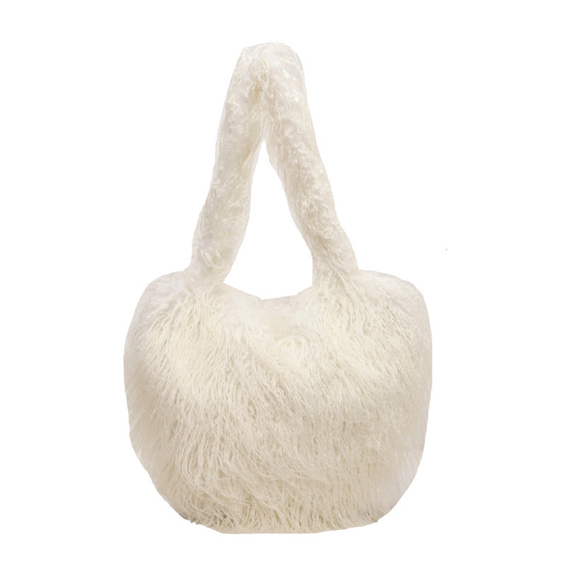 Beige Plush Armpit Shoulder Bags - handbags at TFC&H Co.