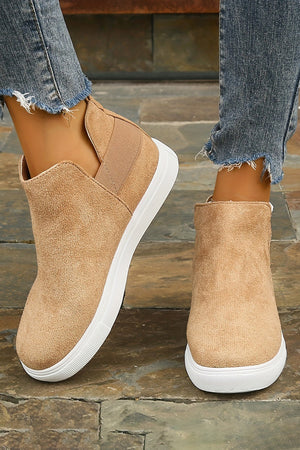 Camel Suede Slip-on Casual Boots - women's boots at TFC&H Co.
