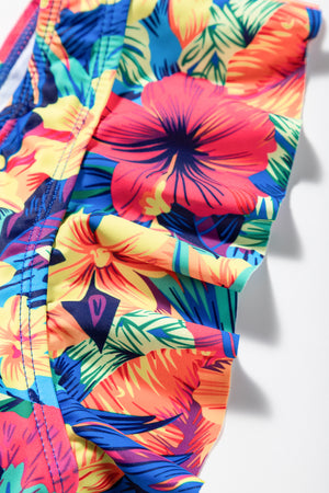 - Front Tie High Waist Floral Bikini Swimsuit with Ruffles - womens bikini set at TFC&H Co.