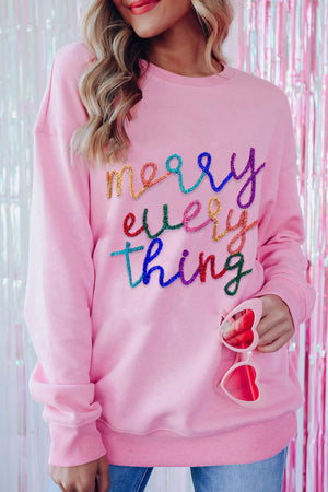 Peach Blossom - Merry every Thing L 100%Polyester - Holly Jolly Round Neck, or Merry & Bright Christmas Sweater, or Other various Fall & Christmas Themed Sweaters - womens sweater at TFC&H Co.