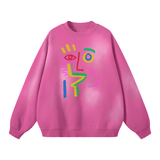 Rose Pink Face It (Camel&Rose)Streetwear Unisex Monkey Washed Dyed Fleece Pullover Sweatshirt - women's sweater at TFC&H Co.