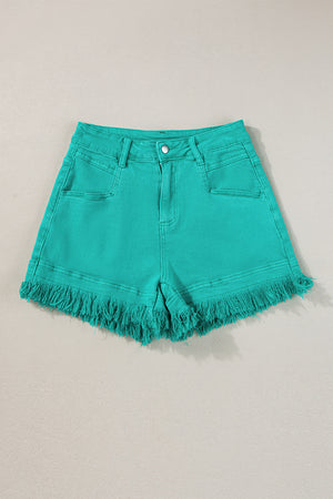 - Frayed Edge Mid Rise Denim Shorts - womens denim shorts at TFC&H Co.