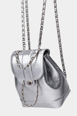 SILVER ONE SIZE Chain Link PU Leather Backpack - 3 colors - backpack at TFC&H Co.
