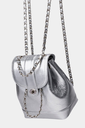 SILVER ONE SIZE - Chain Link PU Leather Backpack - 3 colors - backpack at TFC&H Co.