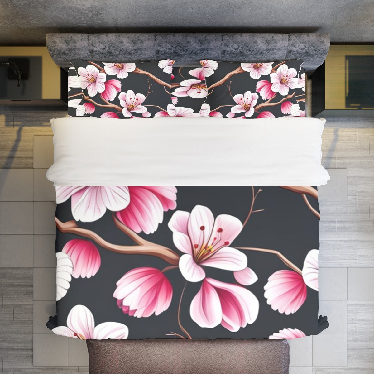 Cherry Blossom Four-piece Duvet Cover Set - duvet set at TFC&H Co.