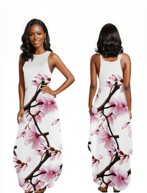 - Cherry Blossom Womens Elegant Sleeveless Party Dress - womens dress at TFC&H Co.