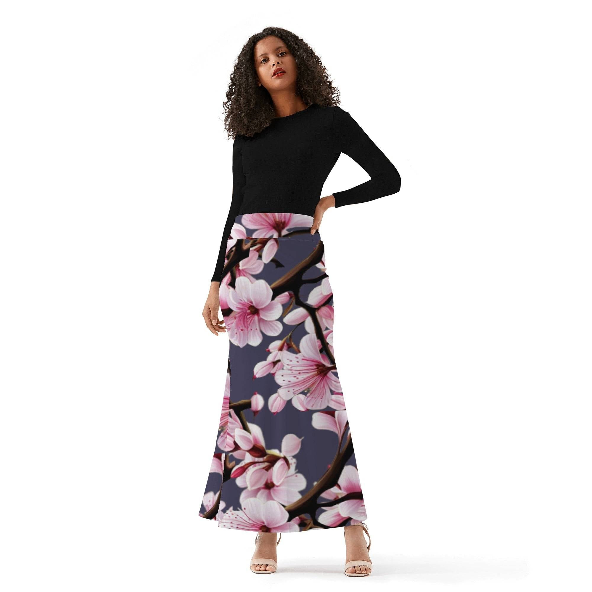 【NONCODE】Boreum Long Flower Skirt Bindi Maxi Skirt - Checker Floral Aliza