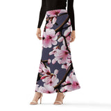 2 - Blue Gray - Cherry Blossom Womens Full Length Skirt - 3 colors - womens skirt at TFC&H Co.