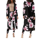 1 - Black - Cherry Blossom Womens Long Sleeve Cardigan and Leggings 2pcs - 4 colors - womens pants set at TFC&H Co.