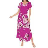 4 - Cherry Blossom - Hot Pink - Cherry Bossom Womens Short Sleeve Long Draped Dress - 5 colors - womens dress at TFC&H Co.