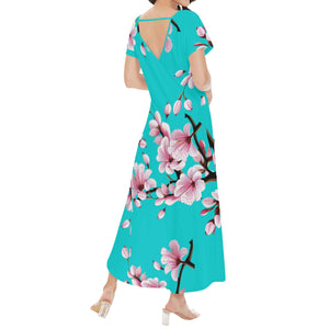 - Cherry Bossom Womens Short Sleeve Long Draped Dress - 5 colors - womens dress at TFC&H Co.