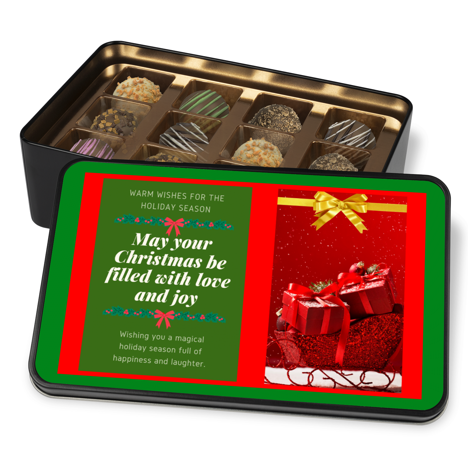Christmas Gift Card Chocolate Truffle Tin - Christmas Card tin at TFC&H Co.