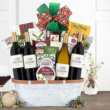 - Cliffside Vineyards Quartet: Gourmet Wine Basket - Gift basket at TFC&H Co.