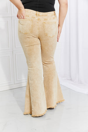 Color Theory Flip Side Fray Hem Bell Bottom Jeans in Yellow - Ships from The US - women's jeans at TFC&H Co.