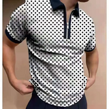 05 - Casual Graphic Print Polo Half Zipper Men's Polo Shirt - Mens Polo Shirts at TFC&H Co.