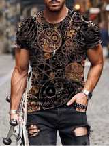 Men Fashion Casual 3D Print Plus Size Short Sleeve Round Neck T-Shirt