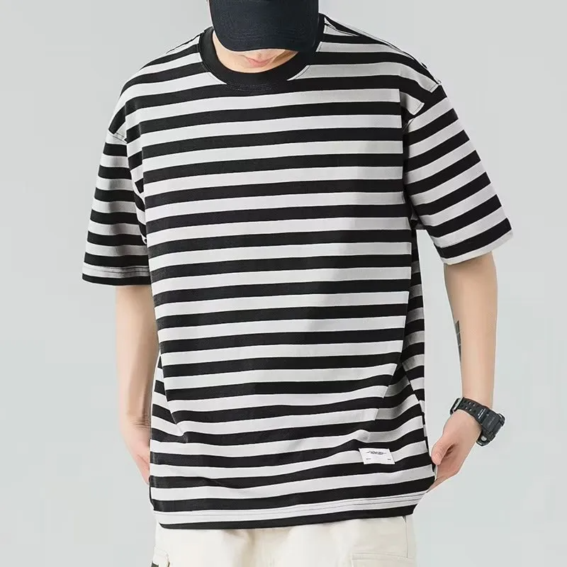 Casual Stripe Short Sleeve Round Neck Men's T-Shirt