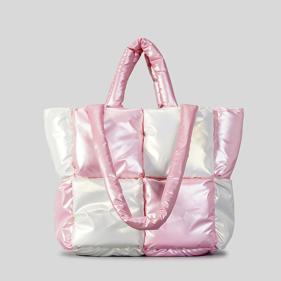 Pink And White Cotton-padded Tote Bag - Tote bags at TFC&H Co.