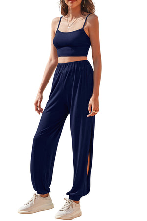 - Cropped Cami and Side Split Joggers Set - 4 colors - womens crop top & pants at TFC&H Co.