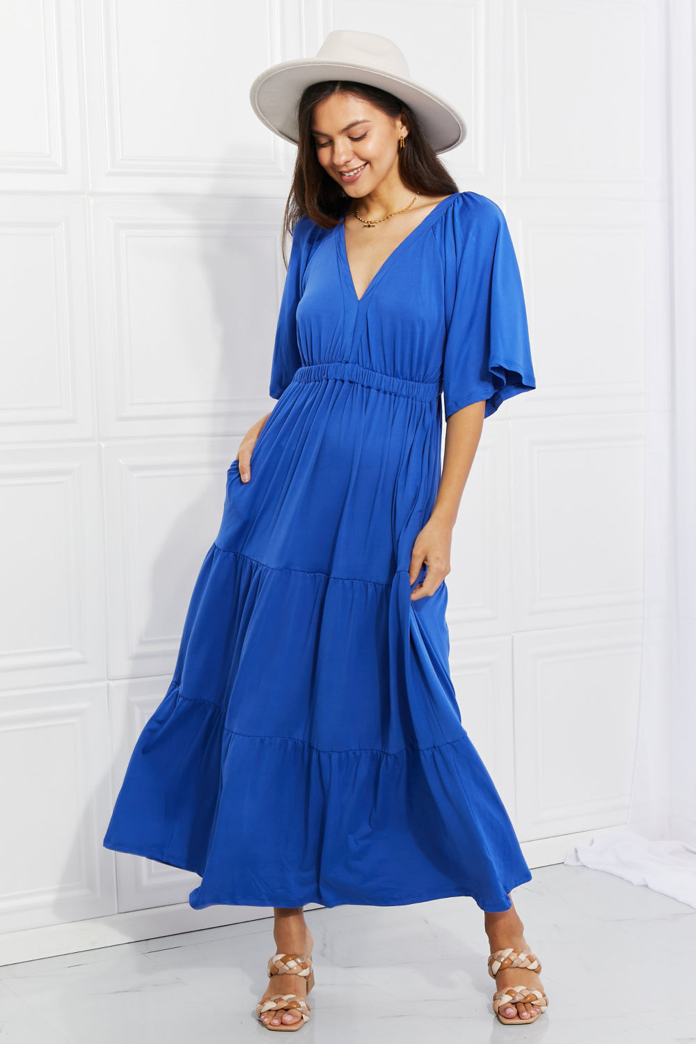 - Culture Code Full Size My Muse Flare Sleeve Tiered Maxi Dress - Ships from The US - womens dress at TFC&H Co.