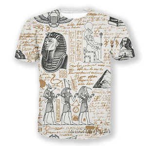 6 - 3D Digital Printing Egyptian Pharaoh Round Neck Short Sleeve T-shirt for Men - mens t-shirt at TFC&H Co.
