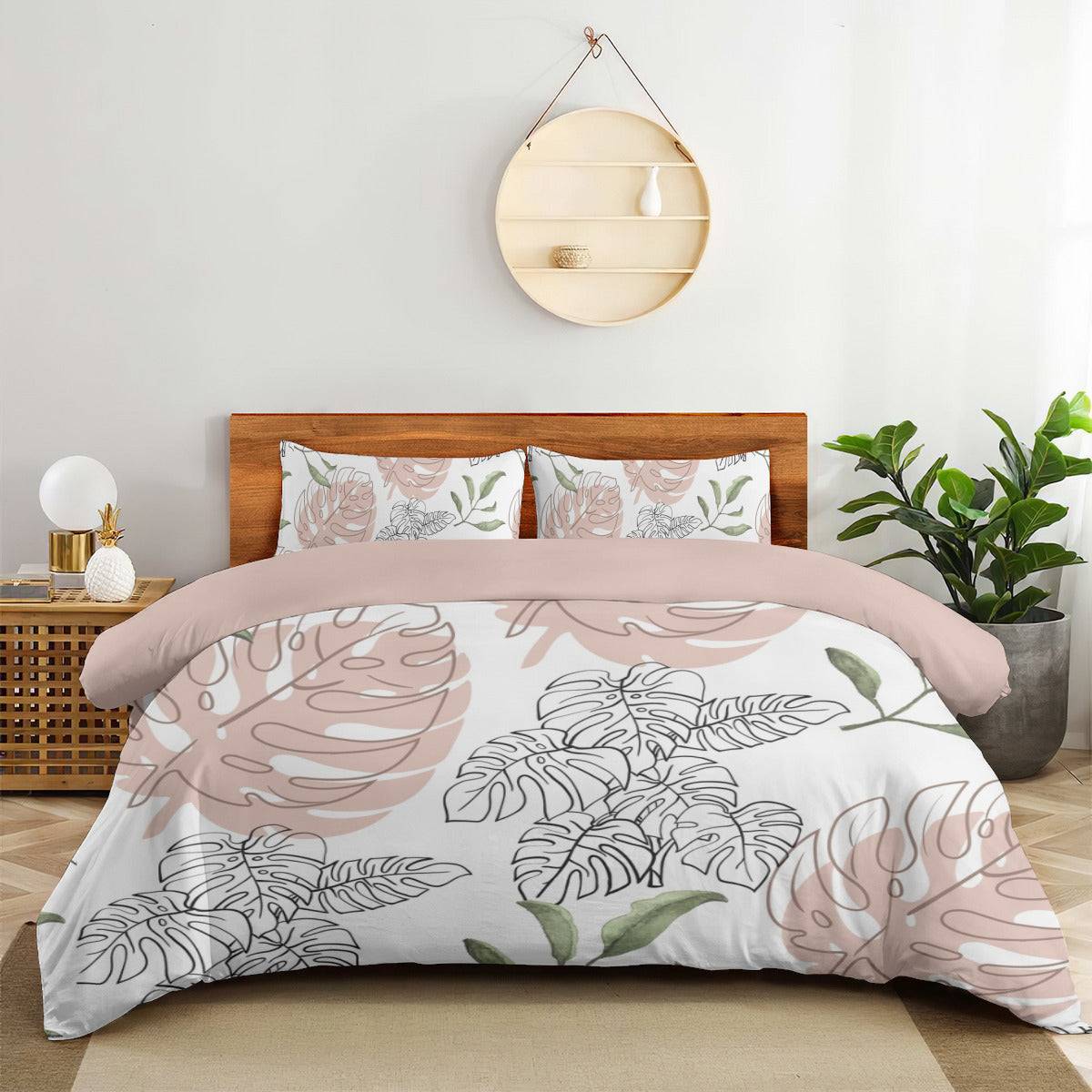 White - White Floral Four Piece Quilted Cover Set - duvet set at TFC&H Co.