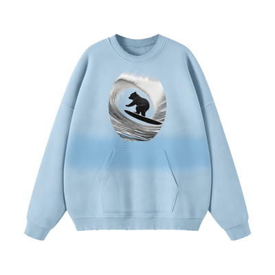 Teddy Rip Streetwear Unisex Colored Gradient Washed Effect Pullover - unisex sweaters at TFC&H Co.