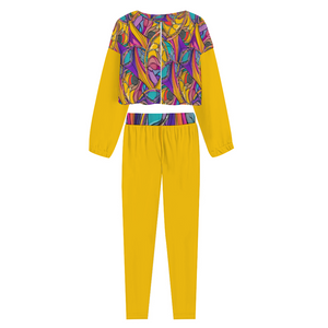 4XL - Abstract Urbania Women's Two Piece Outfits Long Sleeve Zipper Top and Pants Set - womens outfit set at TFC&H Co.