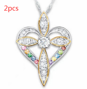 Love heart shaped cross 2PCS - Fashion Love Heart Shaped Cross Pendant - necklace at TFC&H Co.