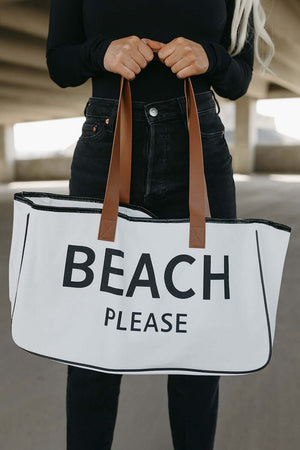 - BEACH PLEASE Print Large Tote Beach Bag - beach bag at TFC&H Co.