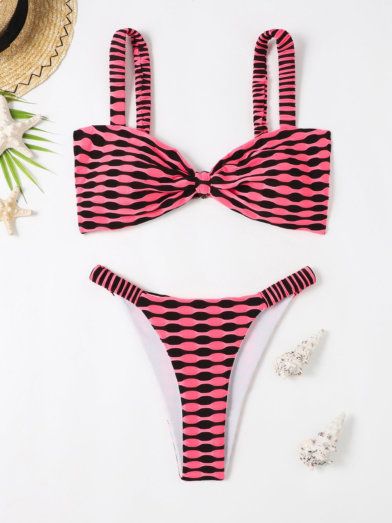 Rose Red - Sexy Striped Summer Beach Bikini Set for Women - womens bikini at TFC&H Co.