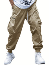 Khaki - Oversized Cargo Multi-pocket Men's Pants - mens pants at TFC&H Co.