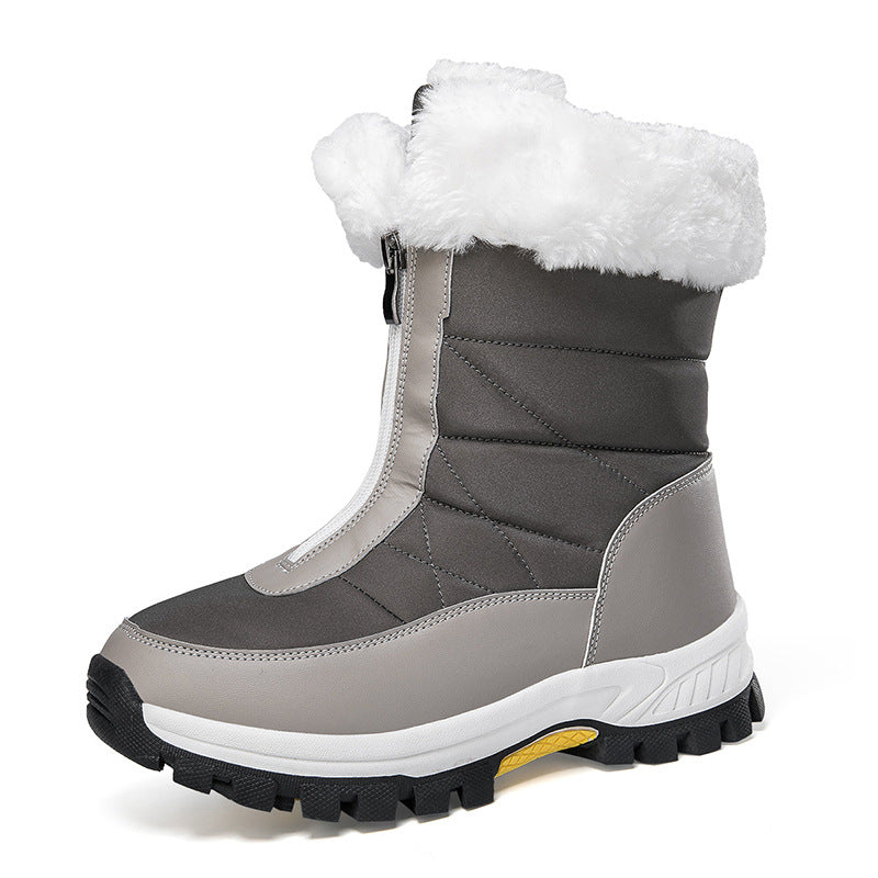 Grey Lightweight Zipper Women's Snow Boots - women's boot at TFC&H Co.