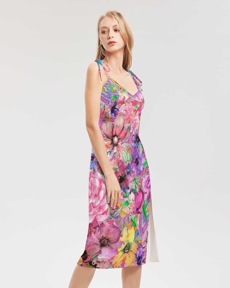 Nothing but Floral Women's All-Over Print Tie Strap Split Dress