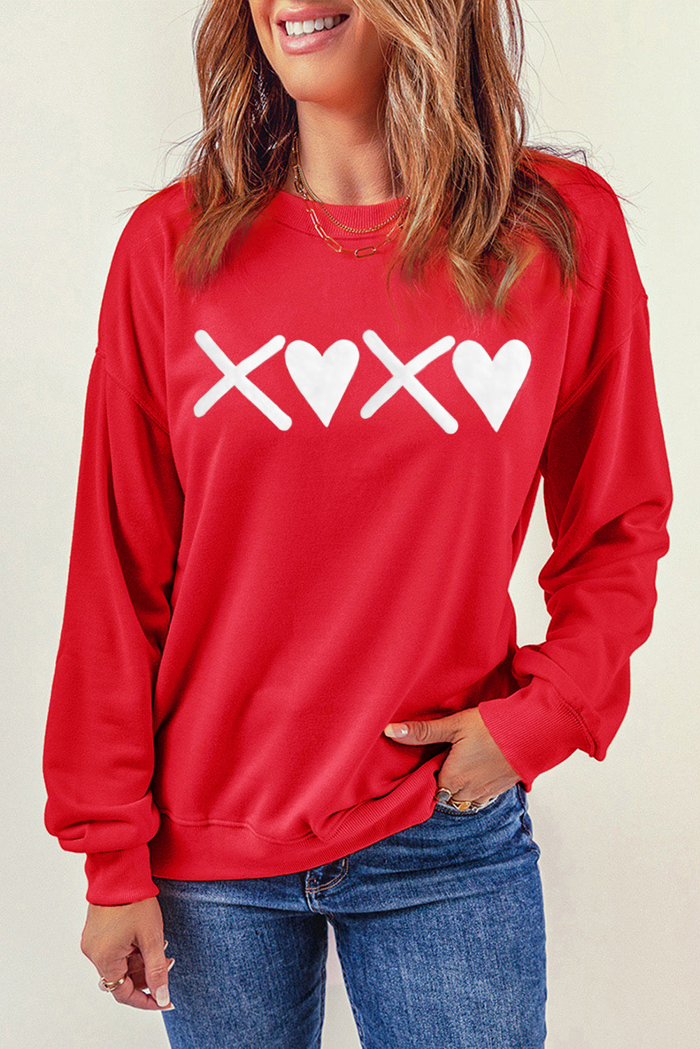 Sweat-shirt coeur de Saint-Valentin imprimé XOXO