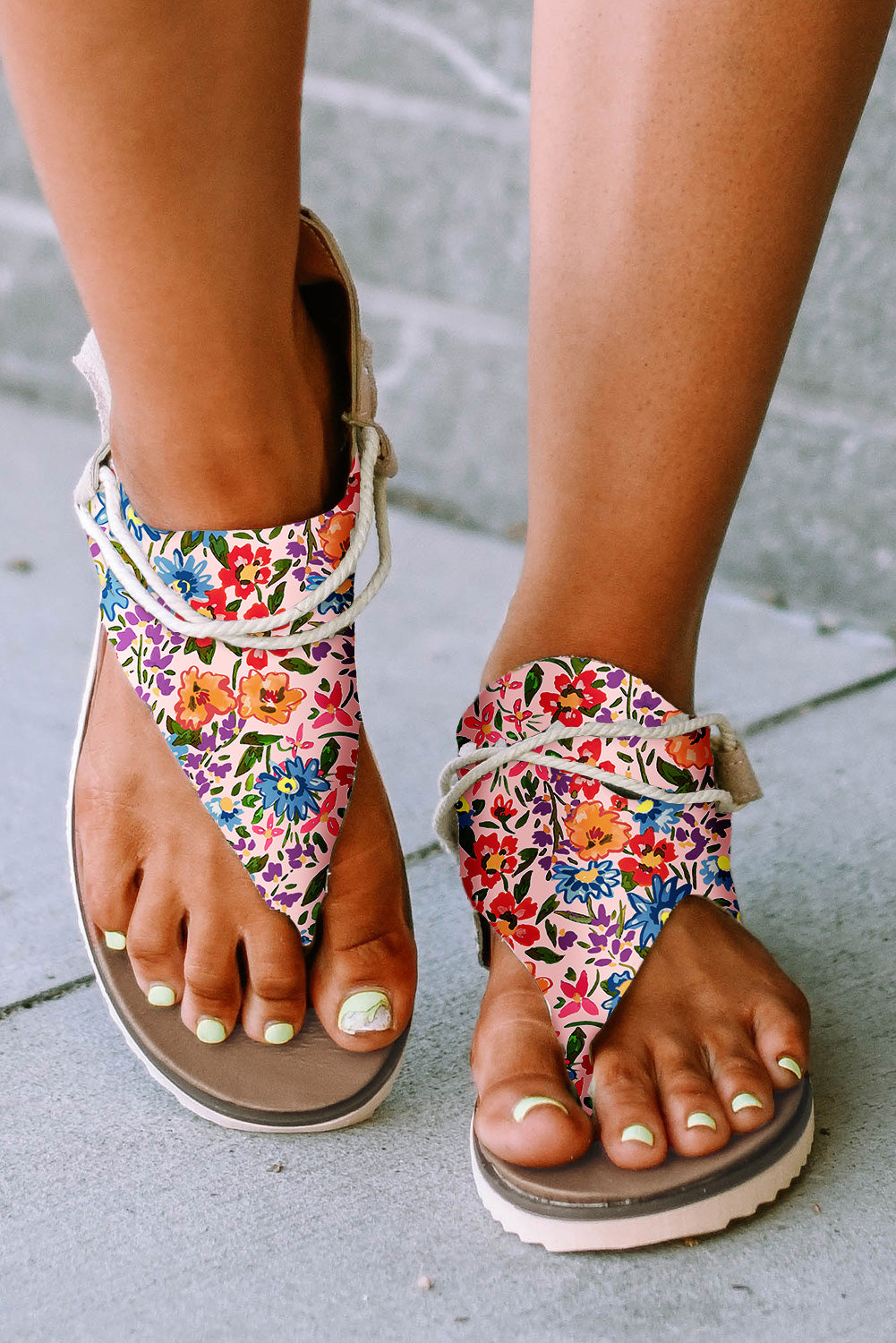 - Multicolor Floral Print Zipped Sandals - womens sandals at TFC&H Co.