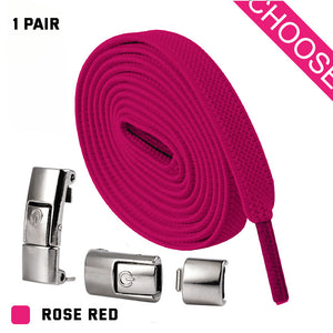 Rose Red - Press Lock Shoelaces Without Ties - shoelaces at TFC&H Co.