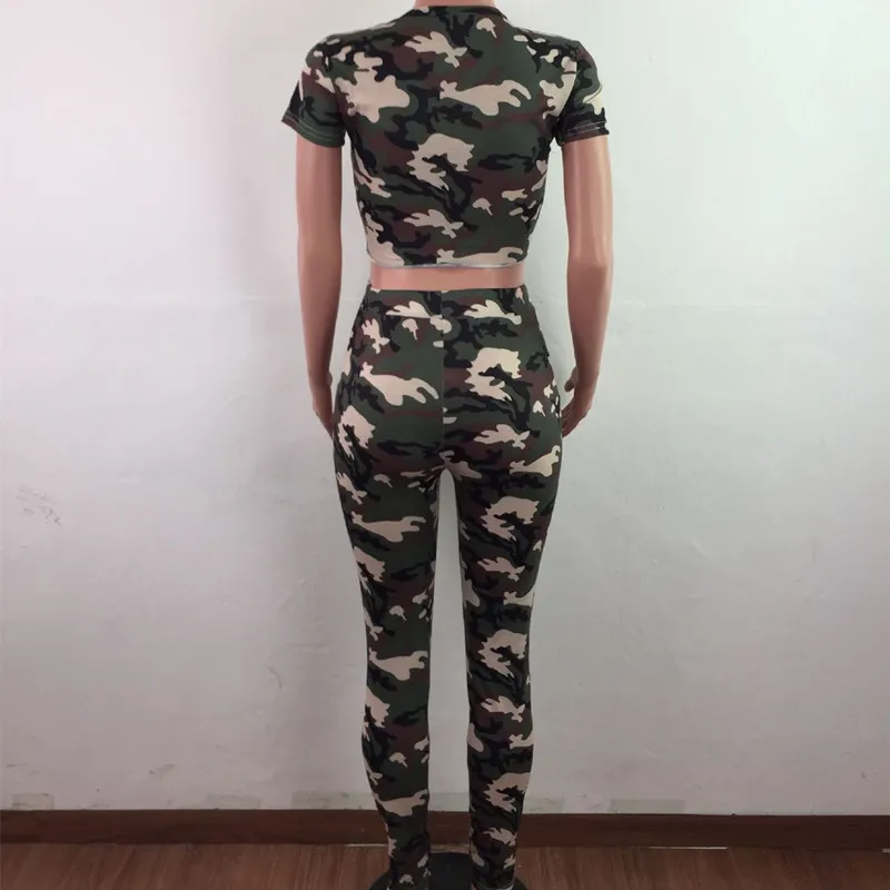 - Ripped Camouflage Casual Women's Sports Two-Piece Set - womens pants set at TFC&H Co.
