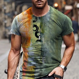 Men Fashion Casual 3D Print Plus Size Short Sleeve Round Neck T-Shirt