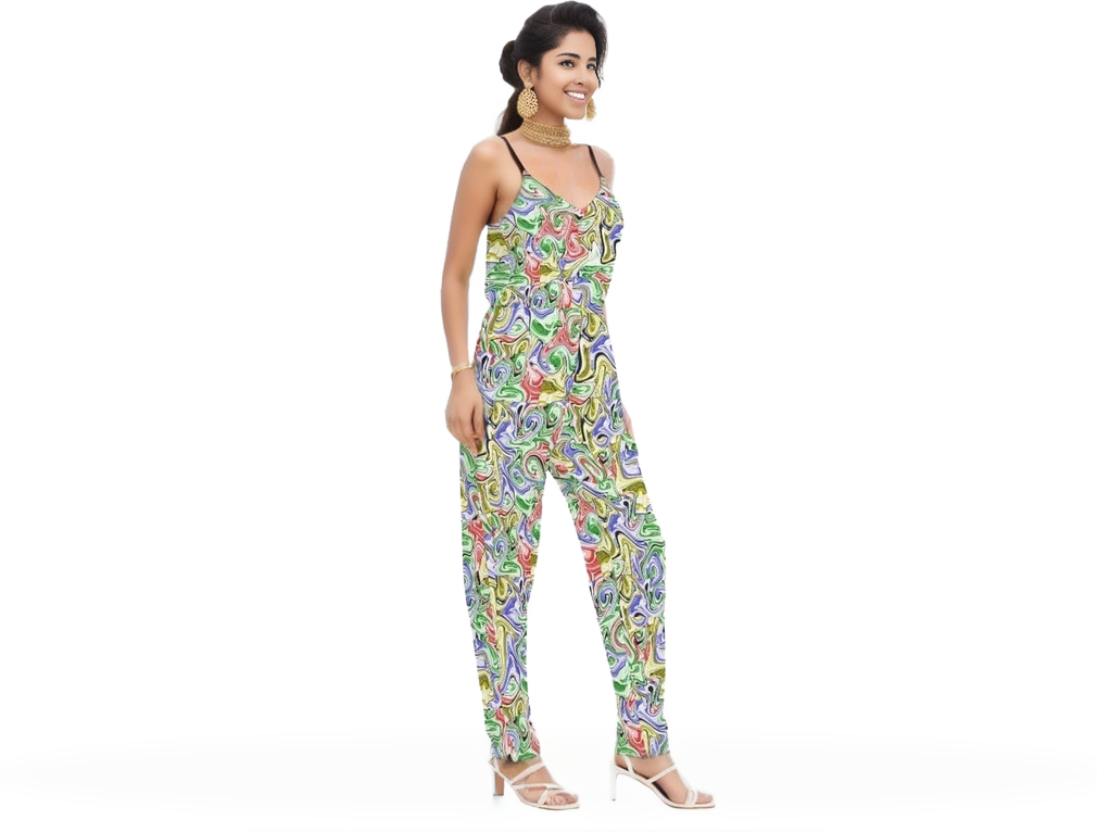 - Picasso Womens V-neck Cami Jumpsuit - womens jumpsuit at TFC&H Co.