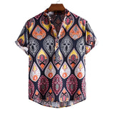 Pl46 - Stand Collar Ethnic Style Series Printed Casual Button Up Shirt - mens button up shirt at TFC&H Co.