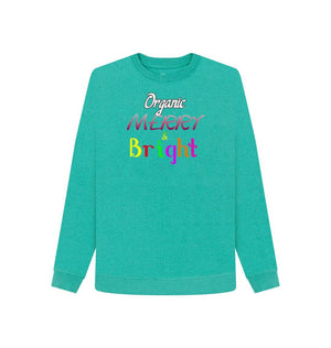 Seagrass Green Organic Merry & Bright Women's Christmas Remill® Sweater - women's sweater at TFC&H Co.