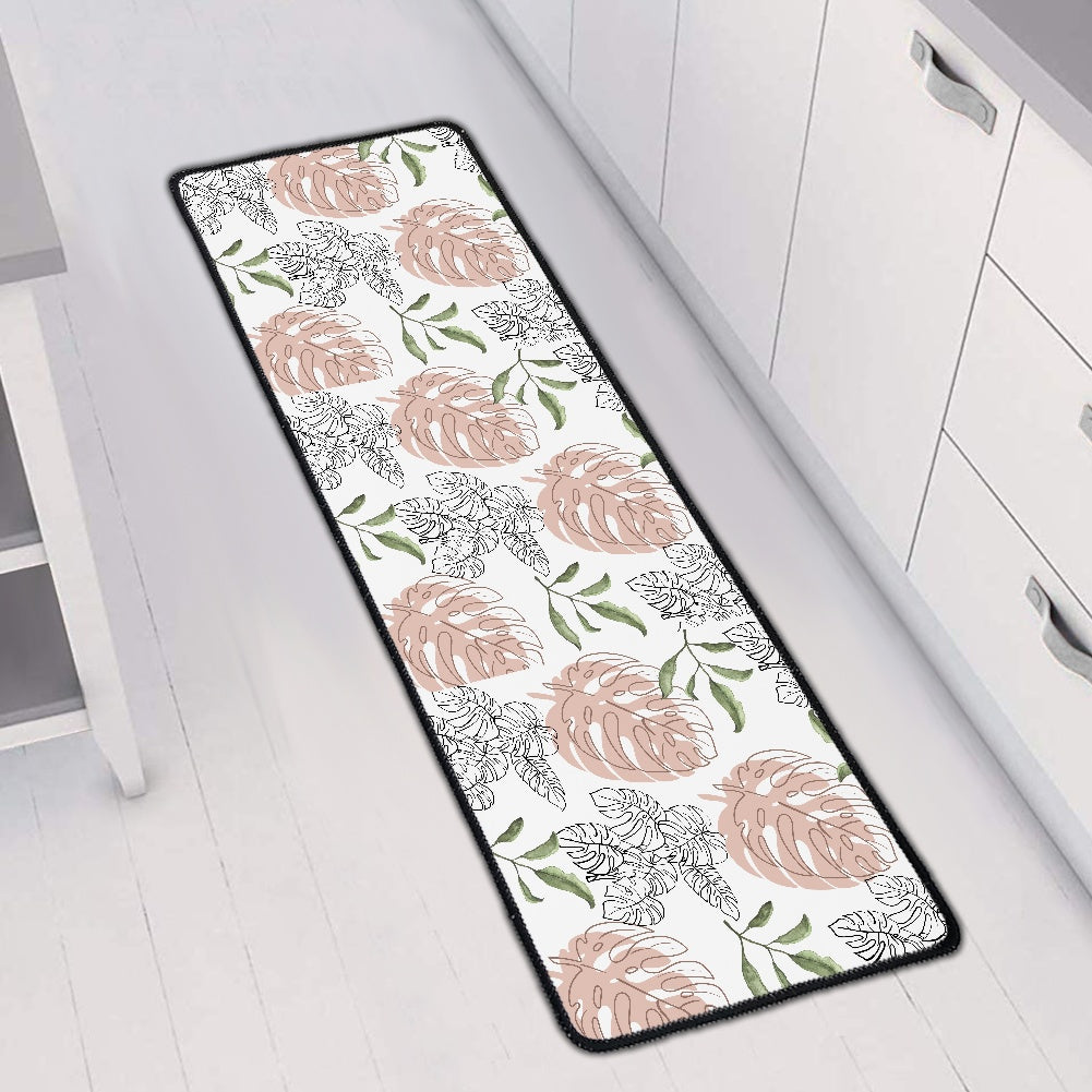 - White Floral Kitchen Rug - kitchen rugs at TFC&H Co.