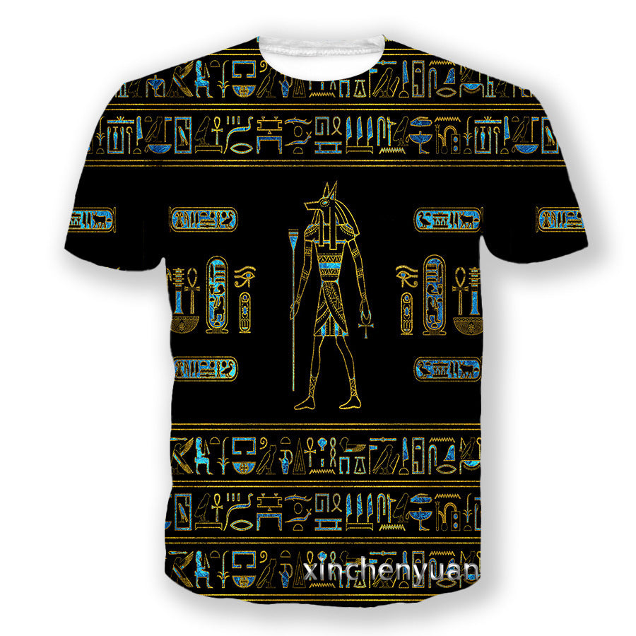 9 - 3D Digital Printing Egyptian Pharaoh Round Neck Short Sleeve T-shirt for Men - mens t-shirt at TFC&H Co.