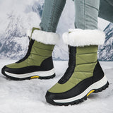 Green Lightweight Zipper Women's Snow Boots - women's boot at TFC&H Co.