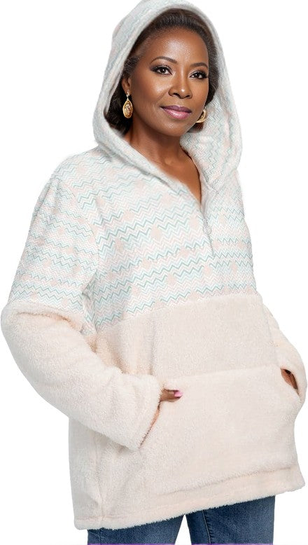 Easy Days Womens Borg Fleece Hoodie With Half Zip Voluptuous (+) Plus Size - women's sweatshirt at TFC&H Co.