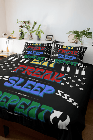 "Eat Freak Sleep Repeat" Four-piece Duvet Cover Set - bedding at TFC&H Co.